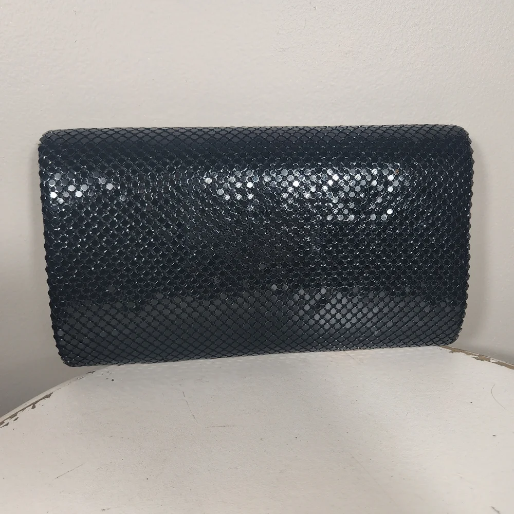 Another Y & S NWT Vintage Original Metallic Sequin Evening Purse Bag Black Gold